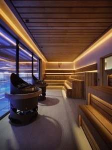 Bespoke sports club interior photographed for an interior design portfolio